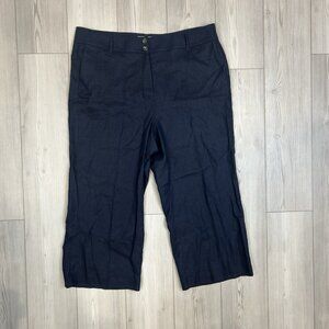 BODEN Westbourne Linen Crop Trousers Navy Blue US 20-22 Regular Beach Casual